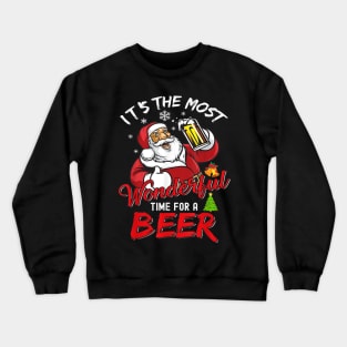 santa claus drinking beer wonderful time Crewneck Sweatshirt